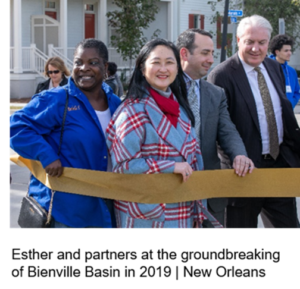 Esther and partners at the groundbreaking of Bienville Basin, New Orleans, in 2019: A Path Towards Housing and Social Equity